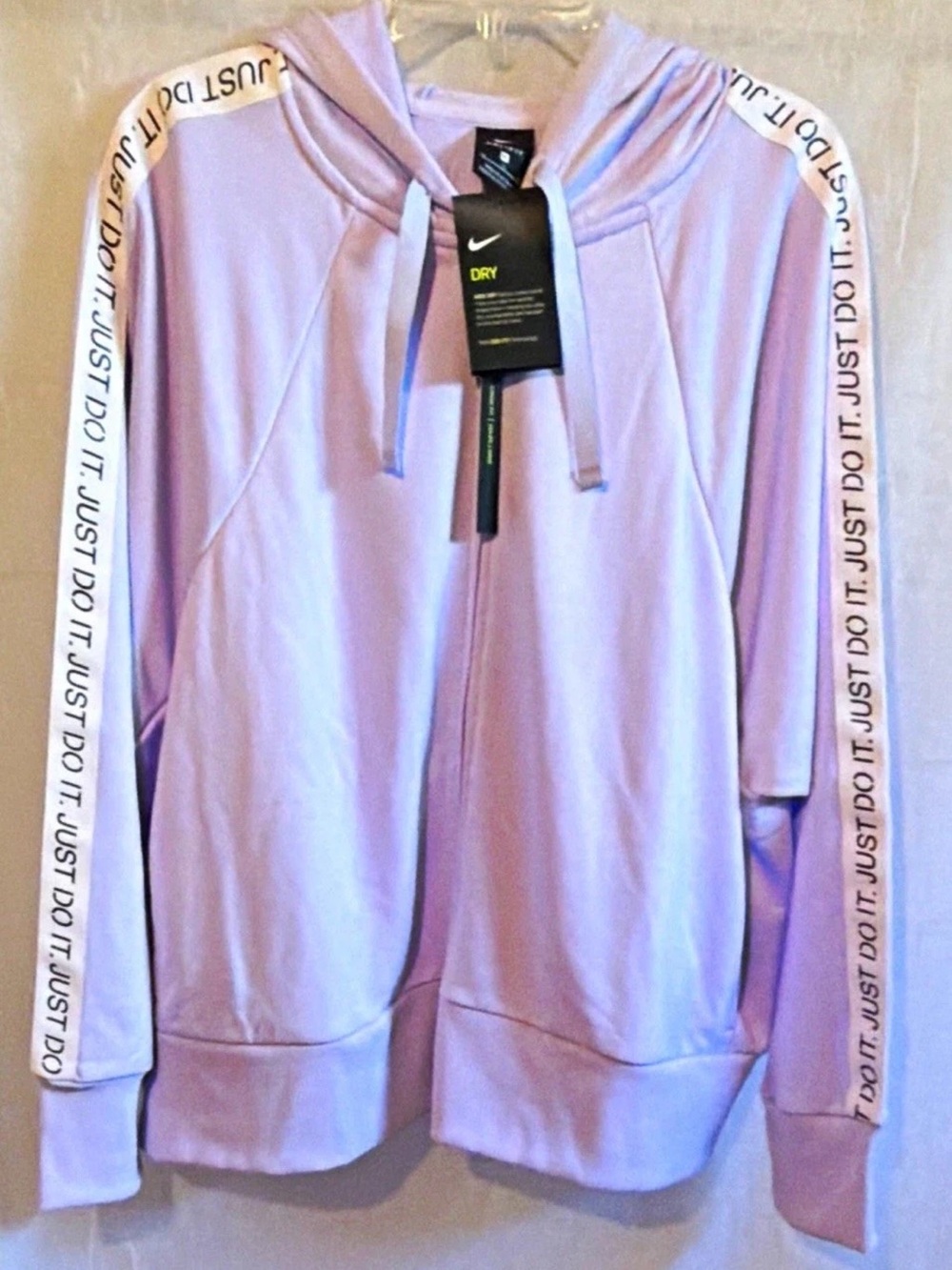 Nike Women’s XL Lavender Hooded Zip Sweatshirt with 'Just Do It' Tape